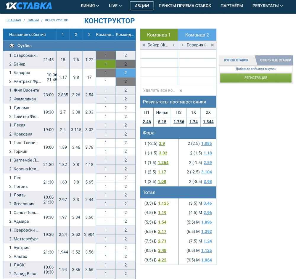 Конструктор 1хСтавка