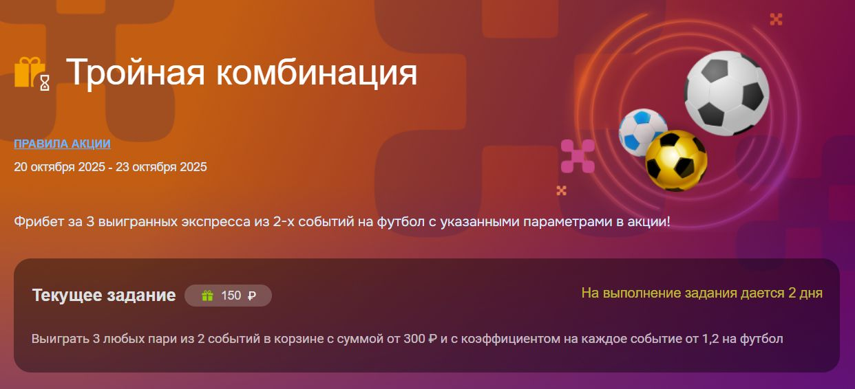 Пример задания на странице акции