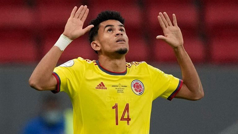 Нападающий колумбийцев Луис Диас в матче против Бразилии. Фото: Sky Sports.