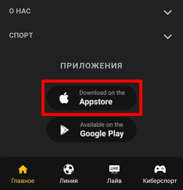 Ссылка на магазин Appstore