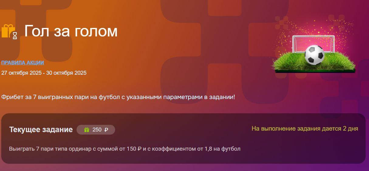 Пример задания на странице акции