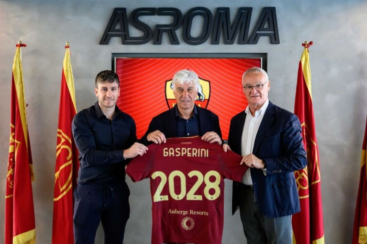 Джан Пьеро Гасперини на презентации в качестве нового тренера «Ромы». Фото: Championat