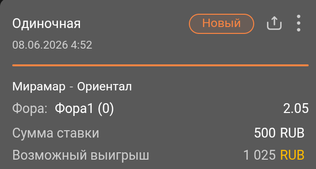 Скриншот ставки