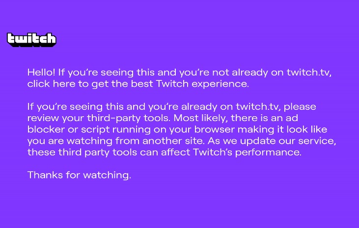 Фиолетовый экран «смерти», Twitch