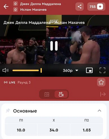 Пример трансляции в «Олимпбет»