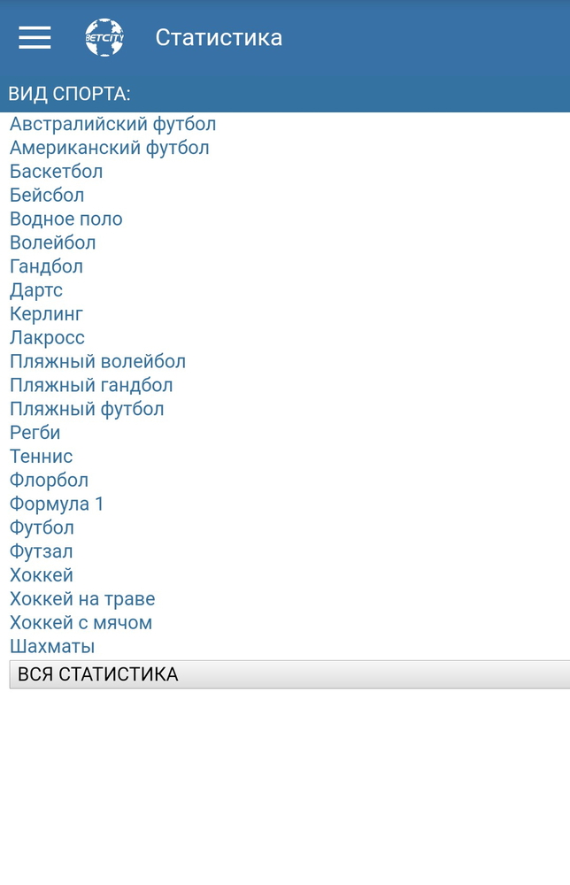 Виды спорты, Betcity