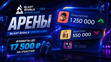 «Арены BetBoom»: фрибеты до 17 500 рублей за ставки на Blast Rivals Spring 2026 по CS2