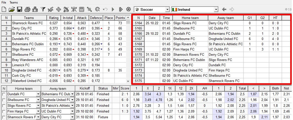 Окно с результатами и календарем
