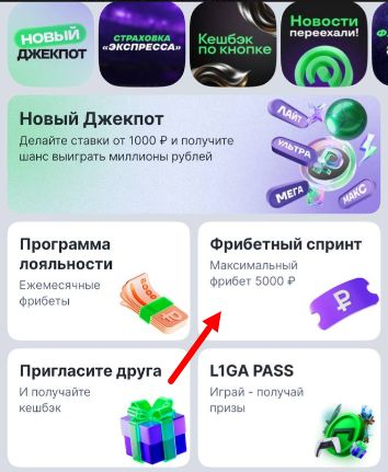 Баннер акции в мобильном приложении «Лиги Ставок»