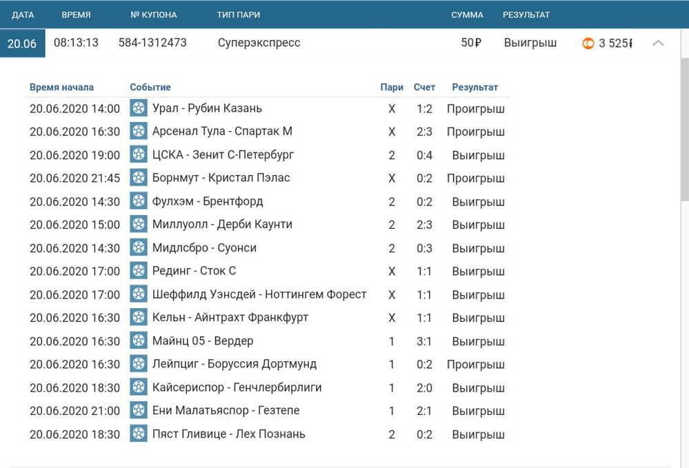 3. Расчет купона в тотализаторе, Фонбет
