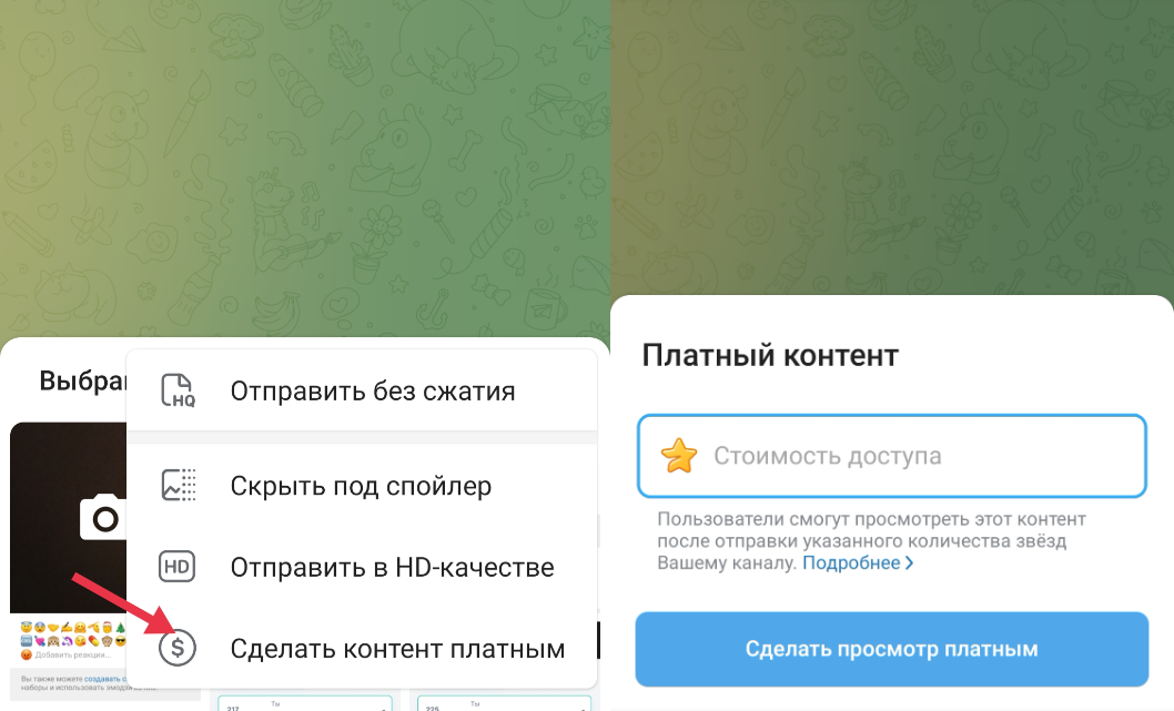 Настройка поста перед публикацией – можно сделать его платным