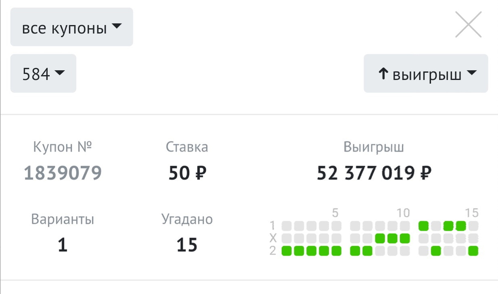 Выигрышный купон в тотализаторе, Фонбет