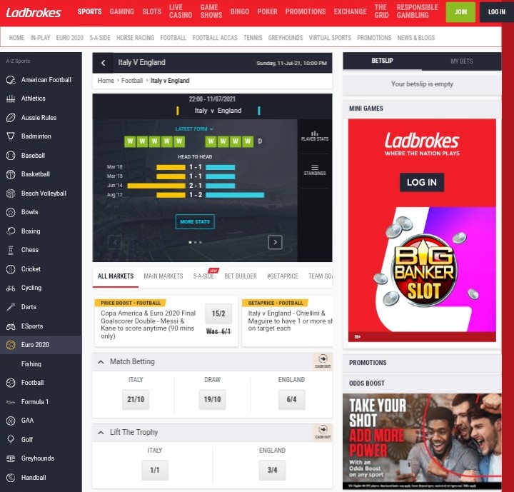В БК «Ladbrokes» по умолчанию используется английский формат коэффициентов
